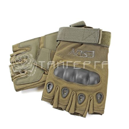 Перчатки тактические с защитной вставкой(без пальцев) Esdy (зеленые)  р.M (импорт) 