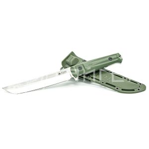 Нож туристический SENPAI AUS-8 SW OKH PS (StoneWash, Olive Kraton Handle, Polyamid Sheath)