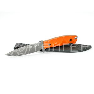 Нож туристический SEVERUS D2 TW G10-ORGH LS (TacWash, G10 Orange Handle, Leather Sheath)