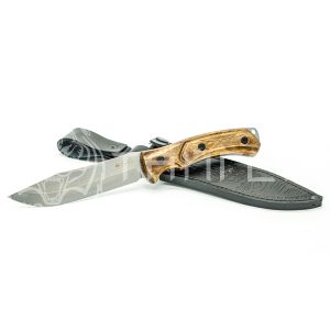 Нож туристический SAFARI AUS-8 SW WH LS (StoneWash, Walnut Handle, Leather Sheath)
