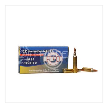 Патрон .223 Rem PPU MATCH HP BT 4,86г/75гр (20шт)