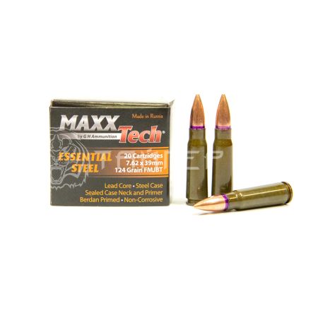 Патрон 7,62х39 MAXXTECH FMJ BT 8г/124гр (20/1000шт)