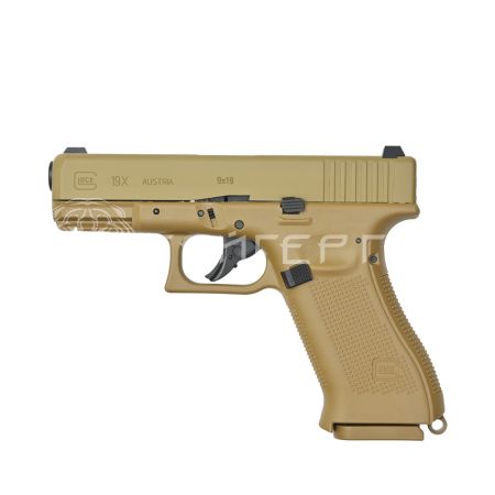 Пистолет газобалон. CO2 Umarex Glock 19X кал.4,5мм (метал, цвет песок, BB)
