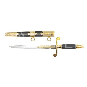 Кортик офиц. ст.ЭИ-107 (комб.ножна) никель/золото/литье рукоять-орех рисованный  (Златоуст)