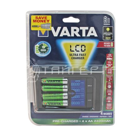 Зарядное устройство VARTA LCD Fast Charger+4x2400mAh+12V