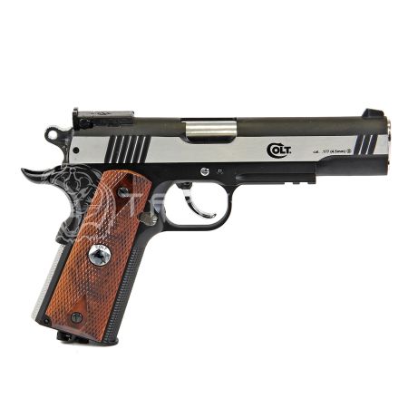 Пистолет газобалон. CO2 Umarex Colt Special Combat никель с пласт. накл. под дерево к.4,5