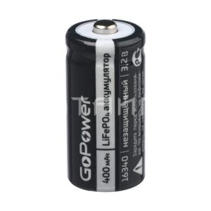 Аккумулятор Li-Fe GoPower 16340 PK1 3.2V 400mAh (1/8/400)