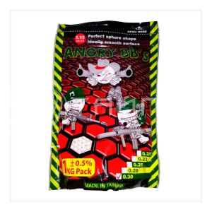 Шарики 6мм ANGRY BBs® 0,25г белые (пакет 1кг) (20 пакетов в коробке) Taiwan AG-025