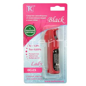 Баллончик самообороны Black Lady 25 мл в футляре рубиновый