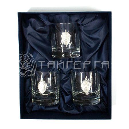 Подарочный набор дизайнерских стаканов для виски "СТАНДАРТ ФСБ" с оловянным барельефом "ФСБ" ВС5542 