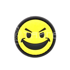 Нашивка PVC/ПВХ с велкро Злой смайлик круглый 4 см ZL00348