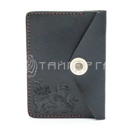 Обложка для охотничьих документов MINI (Черный, Утки)