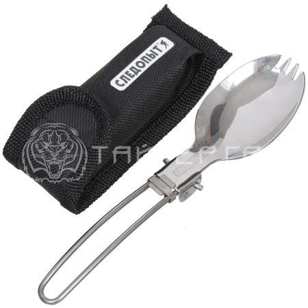 Ложка складная походная "СЛЕДОПЫТ", нерж. (ложка-вилка), в чехле/100/  PF-CWS-P33