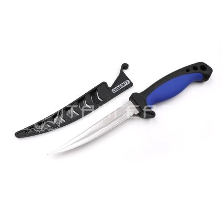 Нож разделочный "СЛЕДОПЫТ", прорезиненная ручка, дл. клинка 127 мм, в чехле/60/  PF-PK-20