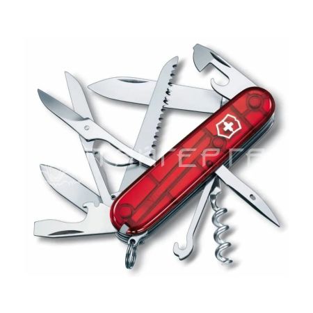 Нож перочинный Victorinox Huntsman (1.3713.T) 91мм 15функц. красный полупрозрачный карт.коробка