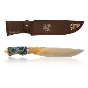 Нож Таежный 2 сув колп №8411 кап стаб.в золоте в короб. (Росоружие Златоуст)