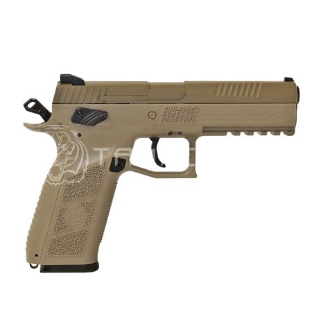 Пистолет газобалон. CO2 ASG CZ P-09 FDE к.4,5 пулевой blowback