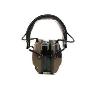 Наушники активные ShotTime 44 стрелковые, NRR 22dB, мягкое оголовье кожа+ткань, Tan EST-44T
