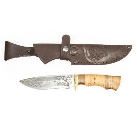 Нож Близнец,ст.65х13,бер.,литье,гравировка