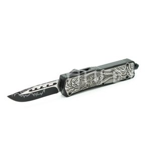 Нож автомат. выкидной по типу Microtech, гравировка Волк (рукоятка металл, сталь 440С)