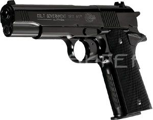 Пистолет газобалон. CO2 Umarex Colt Govermment 1911 A1 (чёрн. с чёрн. пласт. накладками) к.4,5
