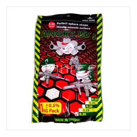 Шарики 6мм ANGRY BBs® 0,25г белые (пакет 1кг) (20 пакетов в коробке) Taiwan AG-025