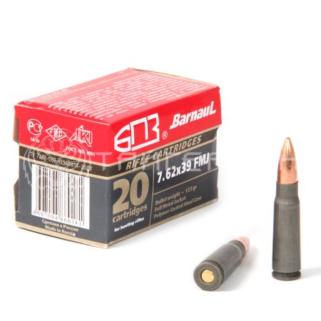Патрон 7,62х39 БПЗ FMJ 8,0г/123гр об. полим. гильза (20/500шт)