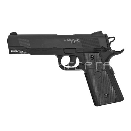 Пистолет газобалон. CO2 Stalker S1911G (аналог Colt 1911) к.4,5 пластик, черный