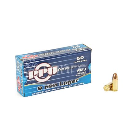 Патрон 9x19 Luger PPU FMJ BT 8,0г/124гр об. (50шт)