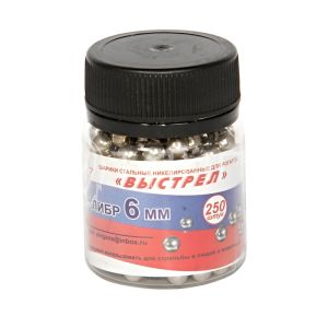 Шарик 6мм стальной для рогаток Выстрел (банка 250шт.)