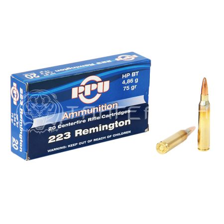 Патрон .223 Rem PPU HP BT 4,86г/75гр (20шт)