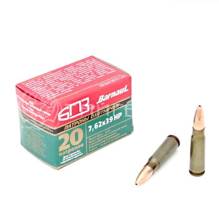 Патрон 7,62х39 БПЗ HP 8,0г/124гр экспан. лак. гильза (20/500шт)