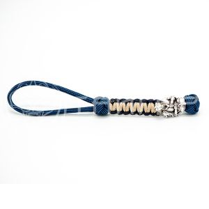 Темляк для ножа с бусиной "Рыцарь" (черный, синий, золотой)