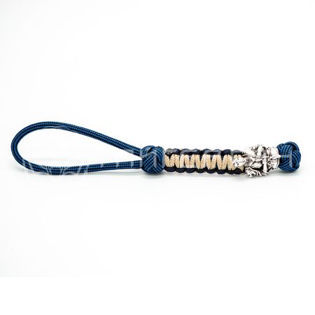 Темляк для ножа с бусиной "Рыцарь" (черный, синий, золотой)