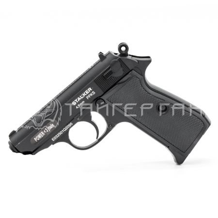 Пистолет газобалон. CO2 Stalker PPK (аналог Walther PPK/S) к.4,5 металл, черный, карт. короб