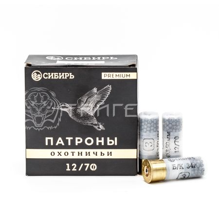 Патрон 12/70 №3 34г б/к Сибирь Премиум (25/250)